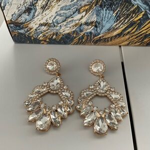 Elegant Gold and Silver Crystal Drop Earrings